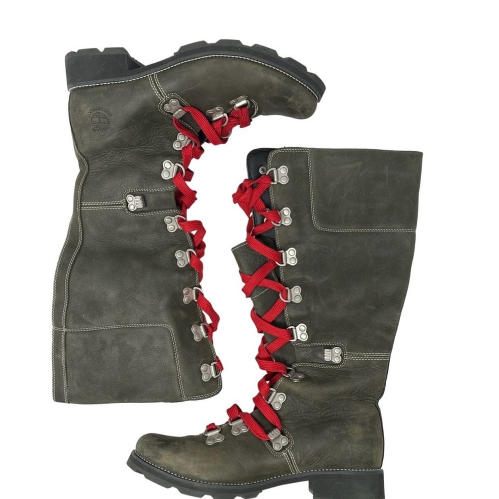 Timberland Tall Lace Up Waterproof Boots Red laces size 8.5